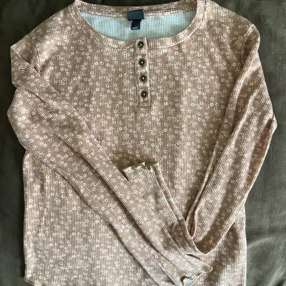 Art Class- Floral Button-Up Long Sleeve Top